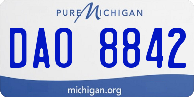 MI license plate DAO8842