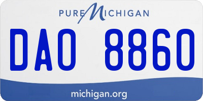 MI license plate DAO8860