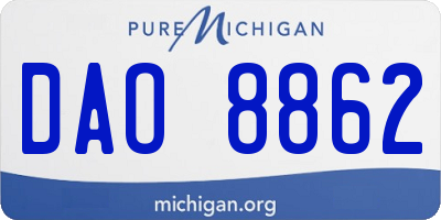 MI license plate DAO8862