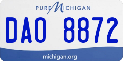 MI license plate DAO8872