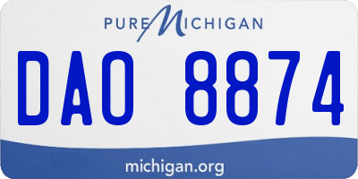 MI license plate DAO8874