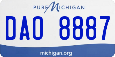 MI license plate DAO8887