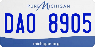 MI license plate DAO8905