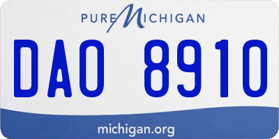 MI license plate DAO8910