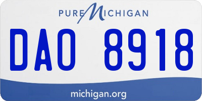 MI license plate DAO8918