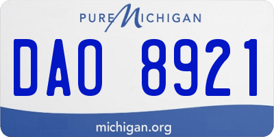 MI license plate DAO8921