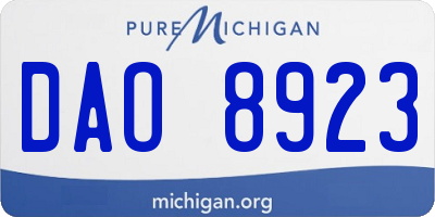 MI license plate DAO8923