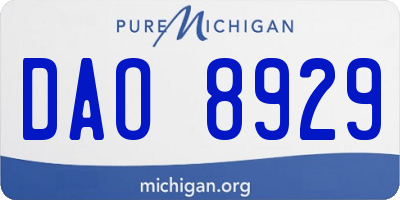 MI license plate DAO8929