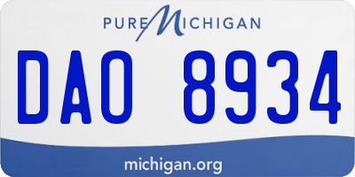 MI license plate DAO8934