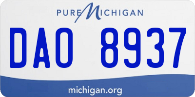 MI license plate DAO8937