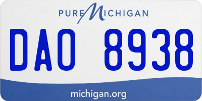 MI license plate DAO8938