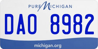 MI license plate DAO8982