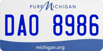 MI license plate DAO8986