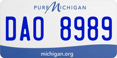 MI license plate DAO8989