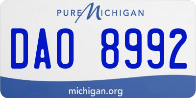 MI license plate DAO8992