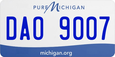 MI license plate DAO9007