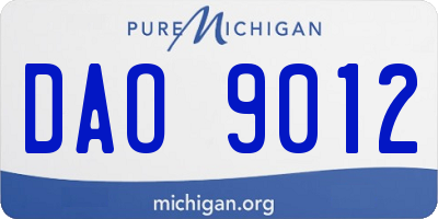 MI license plate DAO9012