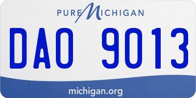 MI license plate DAO9013