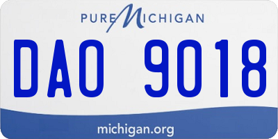 MI license plate DAO9018