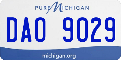 MI license plate DAO9029