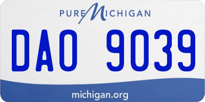 MI license plate DAO9039