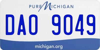 MI license plate DAO9049