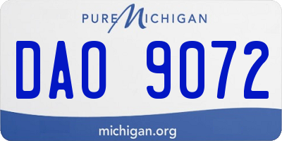 MI license plate DAO9072