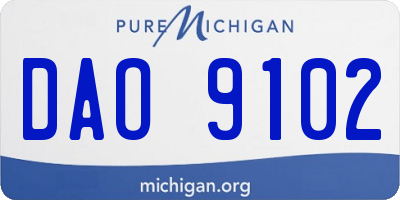MI license plate DAO9102
