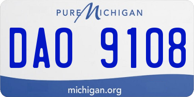 MI license plate DAO9108