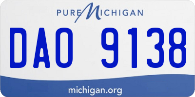 MI license plate DAO9138