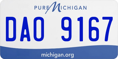 MI license plate DAO9167