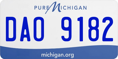 MI license plate DAO9182