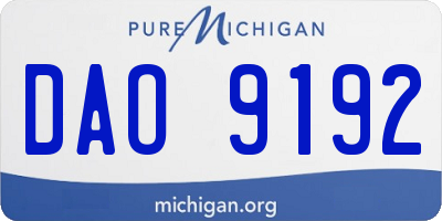 MI license plate DAO9192