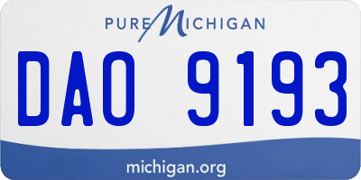 MI license plate DAO9193