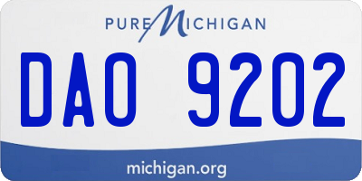 MI license plate DAO9202