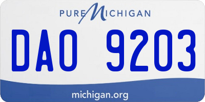 MI license plate DAO9203