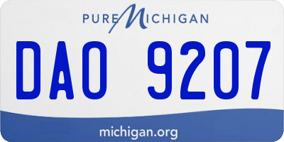 MI license plate DAO9207