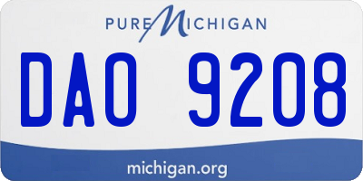 MI license plate DAO9208