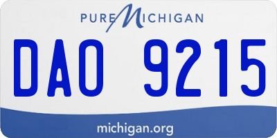 MI license plate DAO9215