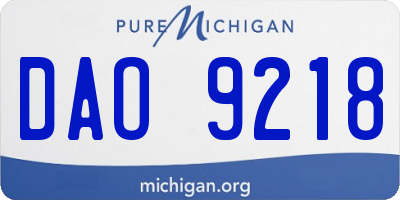 MI license plate DAO9218