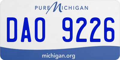 MI license plate DAO9226