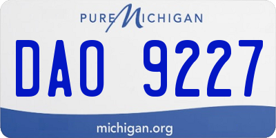 MI license plate DAO9227