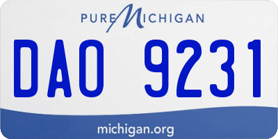MI license plate DAO9231