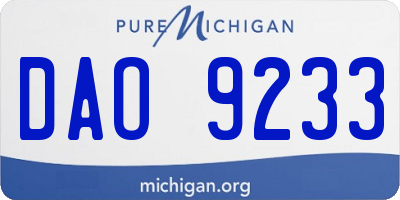 MI license plate DAO9233