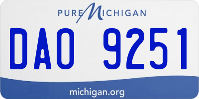 MI license plate DAO9251