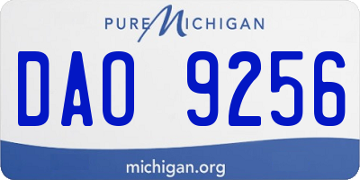 MI license plate DAO9256