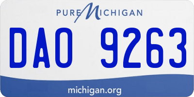MI license plate DAO9263