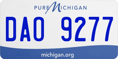 MI license plate DAO9277