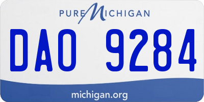 MI license plate DAO9284