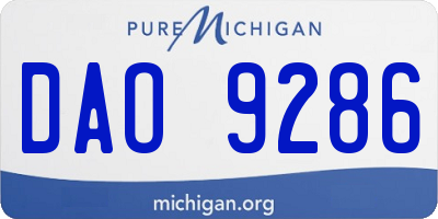 MI license plate DAO9286